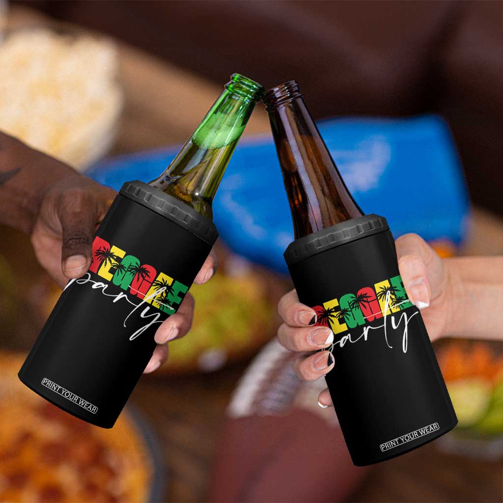 Reggae Party 4 in 1 Can Cooler Tumbler Rastafari Jamaican Palm Tree Music TS11 Print Your Wear