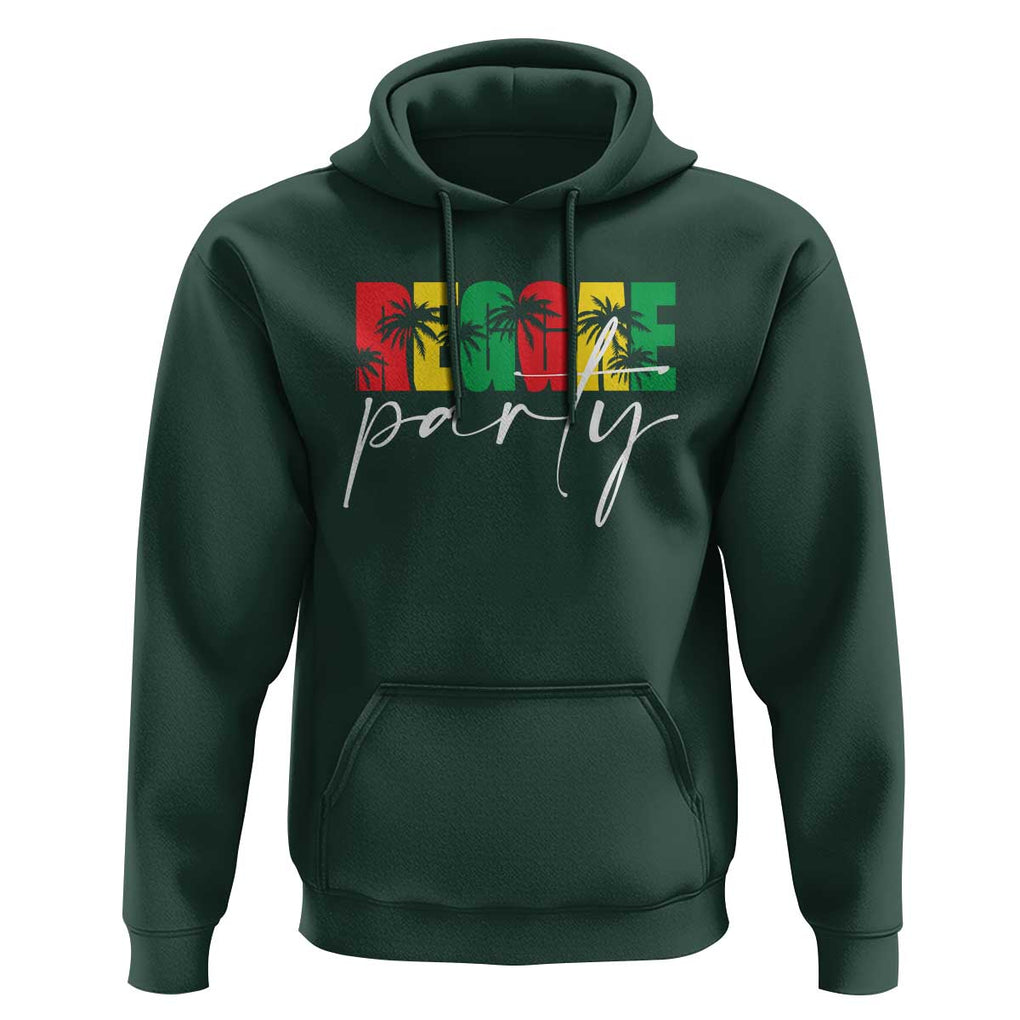 Reggae Party Hoodie Rastafari Jamaican Palm Tree Music TS11 Dark Forest Green Print Your Wear