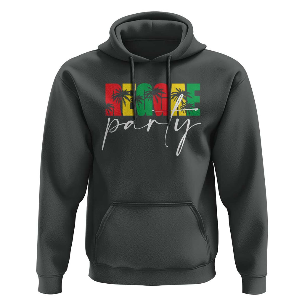 Reggae Party Hoodie Rastafari Jamaican Palm Tree Music TS11 Dark Heather Print Your Wear