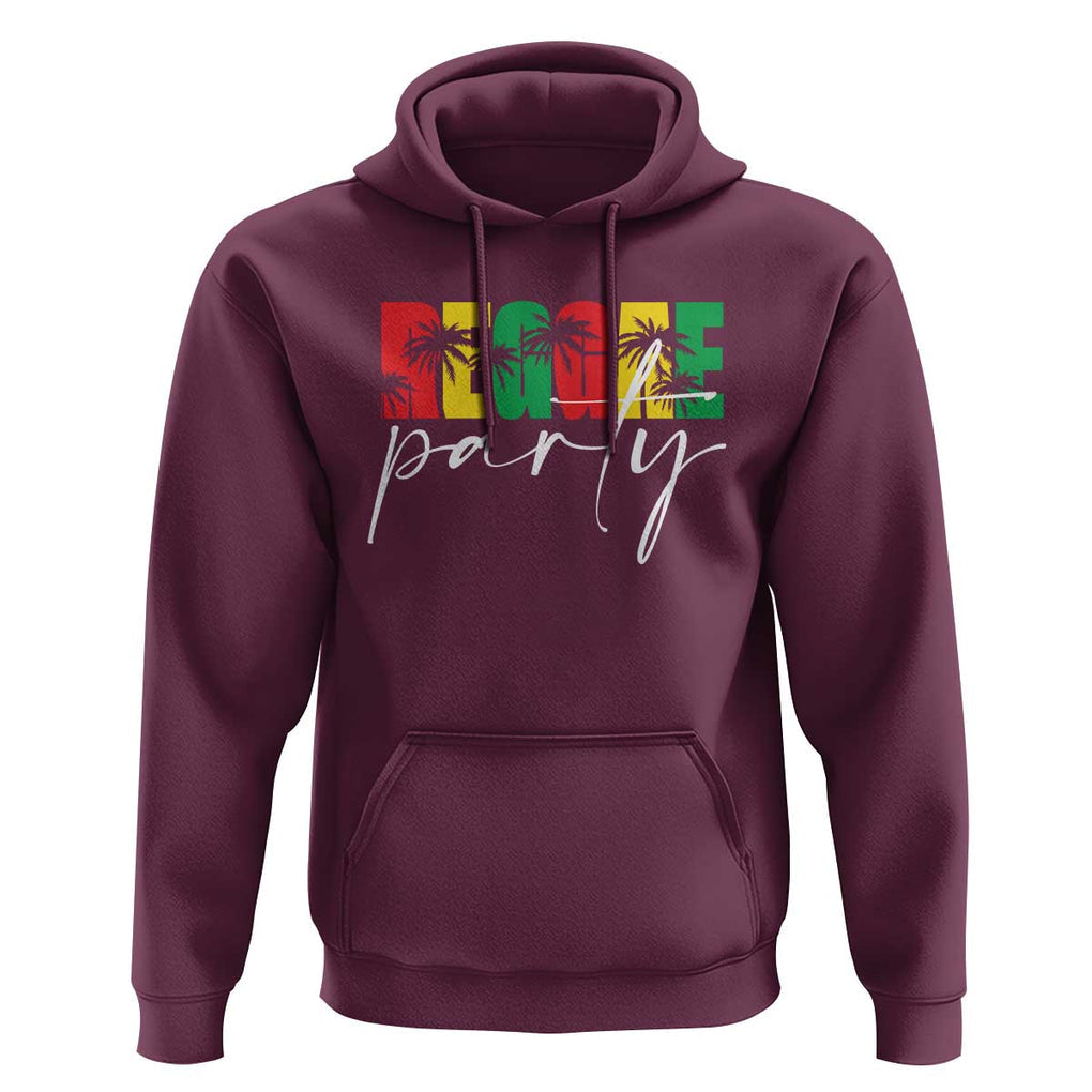Reggae Party Hoodie Rastafari Jamaican Palm Tree Music TS11 Maroon Print Your Wear