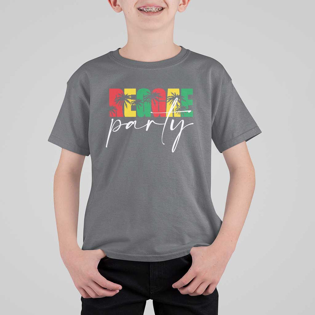 Reggae Party T Shirt For Kid Rastafari Jamaican Palm Tree Music TS11 Charcoal Print Your Wear