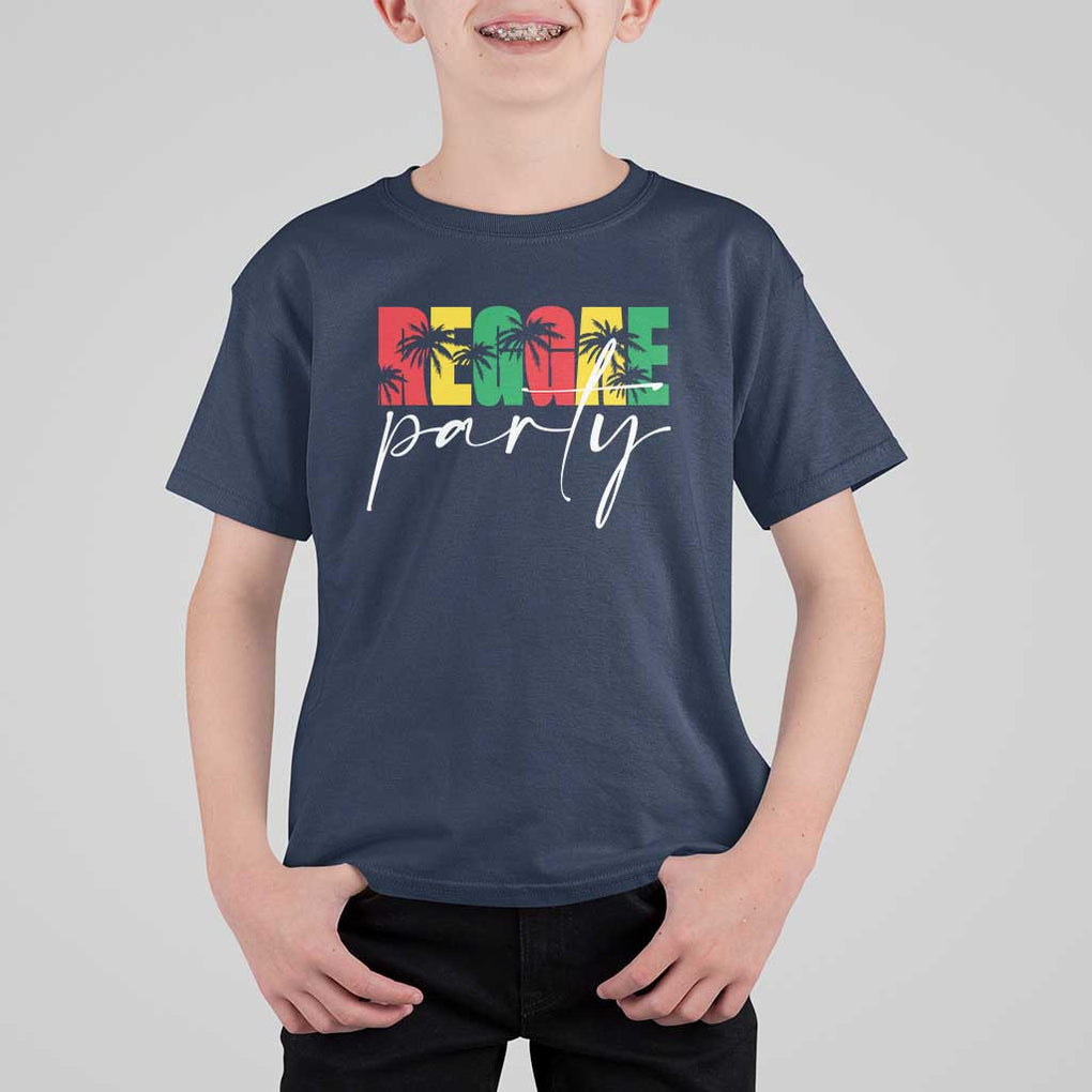 Reggae Party T Shirt For Kid Rastafari Jamaican Palm Tree Music TS11 Navy Print Your Wear