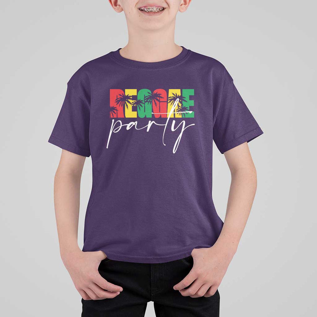 Reggae Party T Shirt For Kid Rastafari Jamaican Palm Tree Music TS11 Purple Print Your Wear