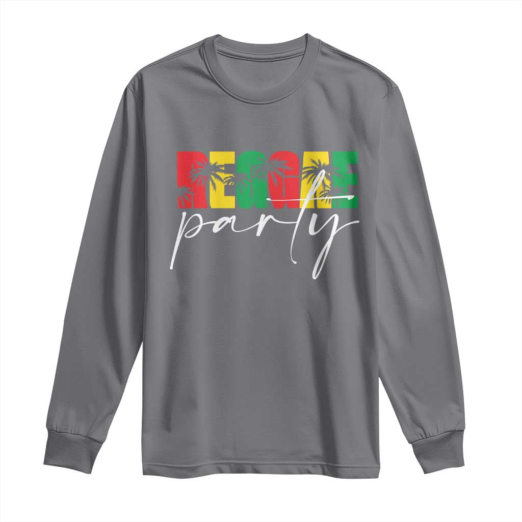 Reggae Party Long Sleeve Shirt Rastafari Jamaican Palm Tree Music TS11 Charcoal Print Your Wear