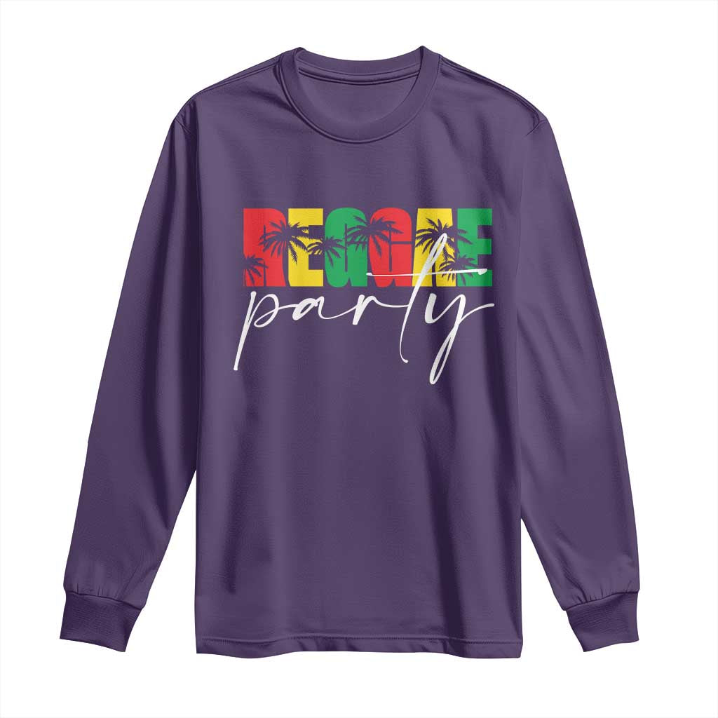 Reggae Party Long Sleeve Shirt Rastafari Jamaican Palm Tree Music TS11 Purple Print Your Wear