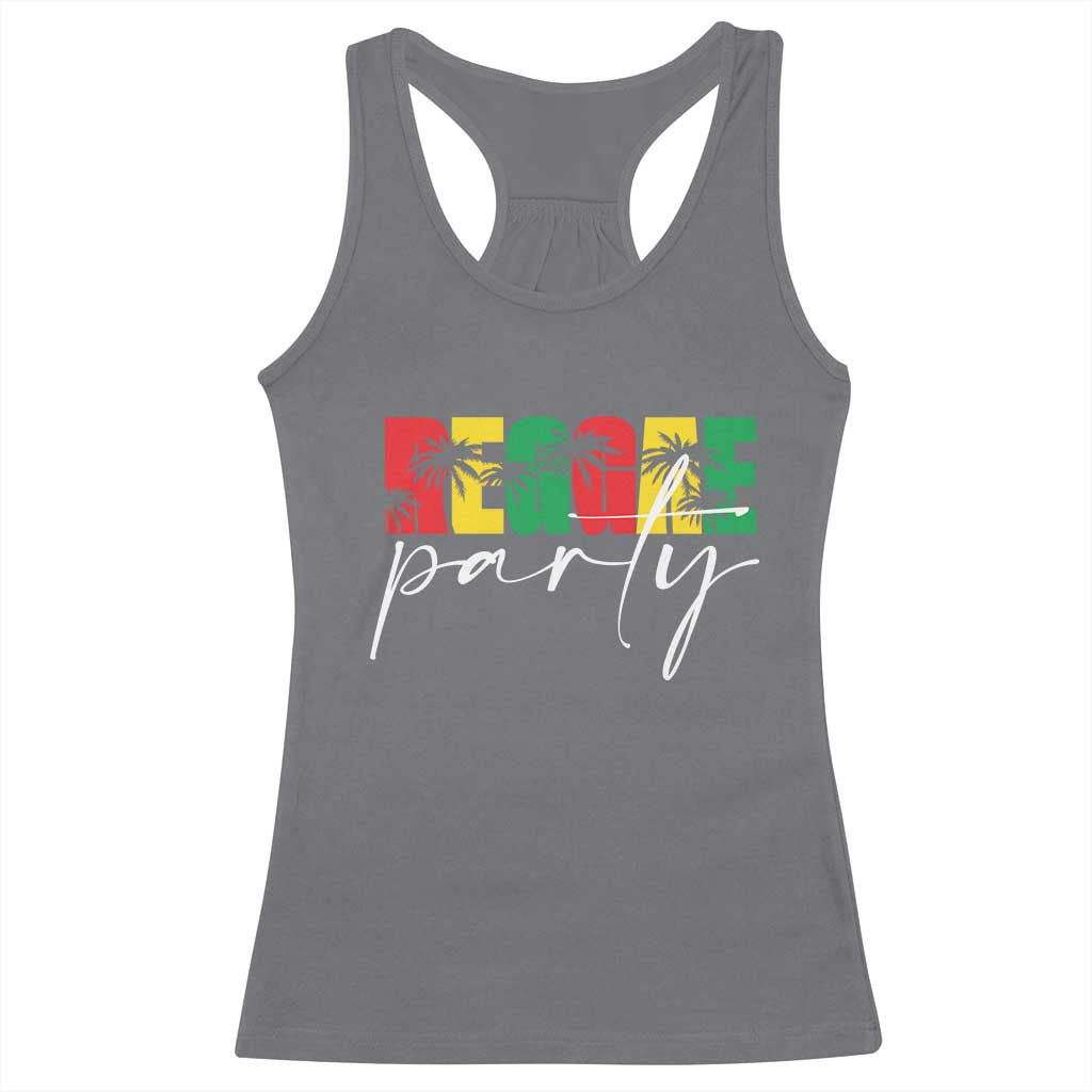 Reggae Party Racerback Tank Top Rastafari Jamaican Palm Tree Music TS11 Charcoal Print Your Wear