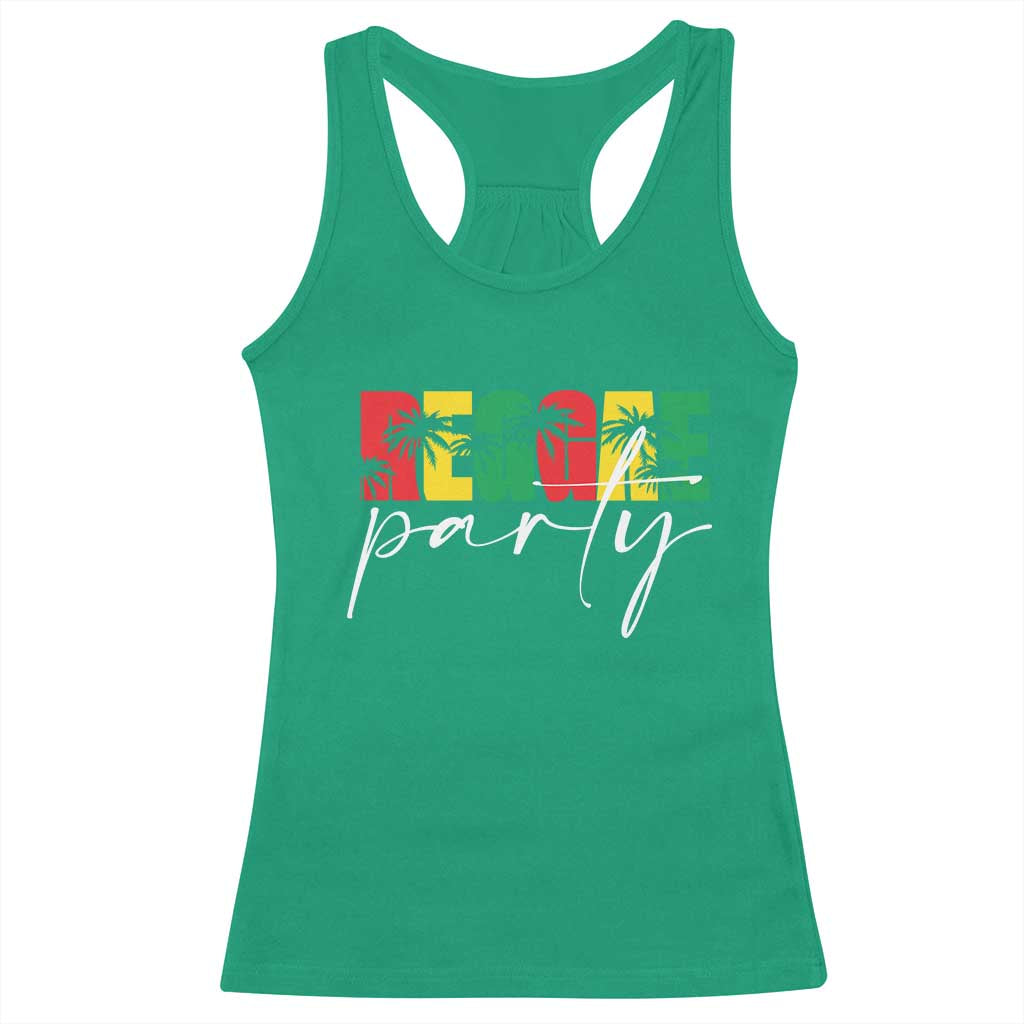 Reggae Party Racerback Tank Top Rastafari Jamaican Palm Tree Music TS11 Irish Green Print Your Wear