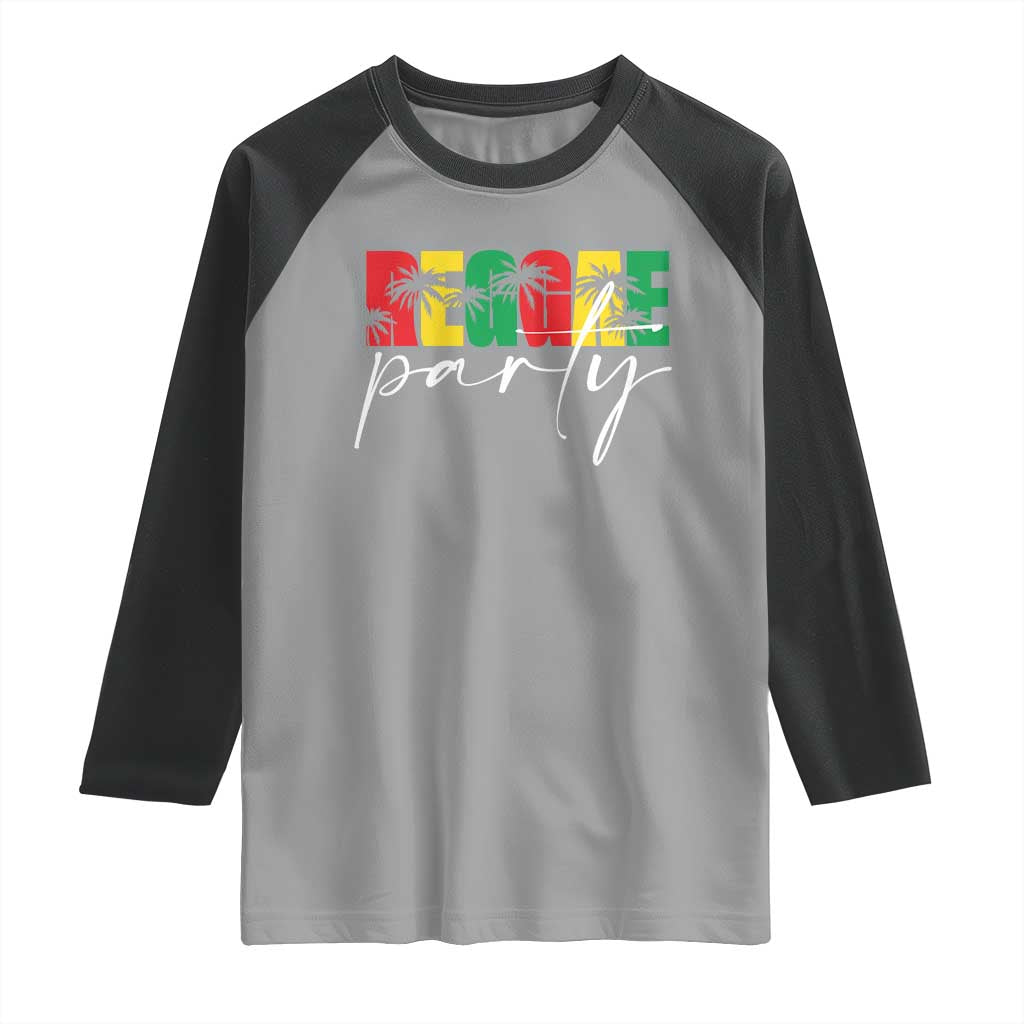 Reggae Party Raglan Shirt Rastafari Jamaican Palm Tree Music TS11 Sport Gray Black Print Your Wear