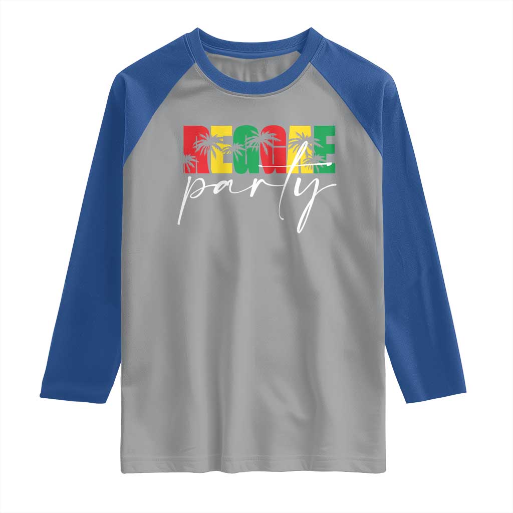 Reggae Party Raglan Shirt Rastafari Jamaican Palm Tree Music TS11 Sport Gray Royal Print Your Wear