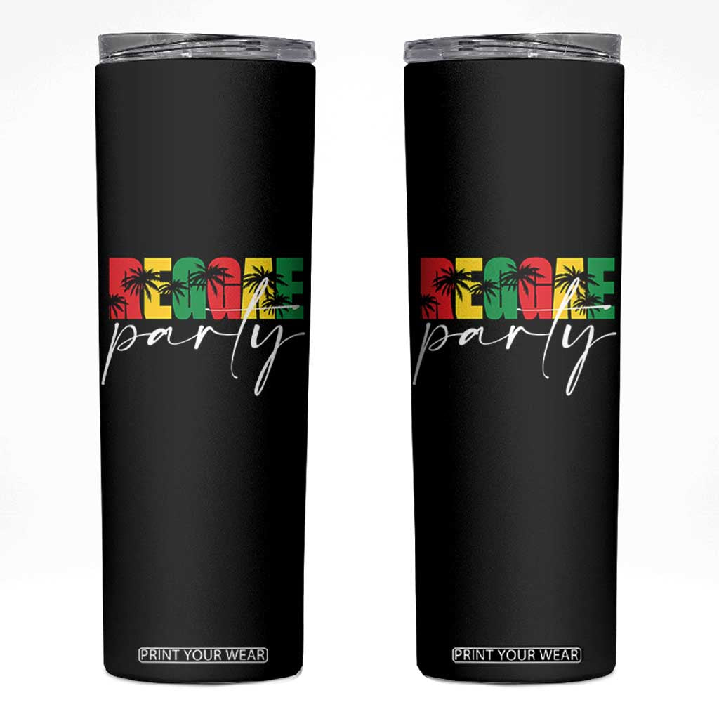 Reggae Party Skinny Tumbler Rastafari Jamaican Palm Tree Music TS11 Black Print Your Wear