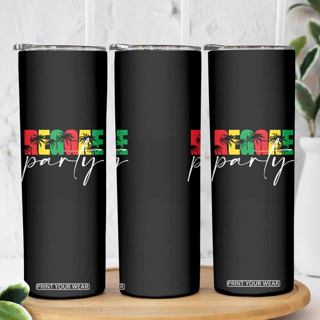 Reggae Party Skinny Tumbler Rastafari Jamaican Palm Tree Music TS11 Print Your Wear