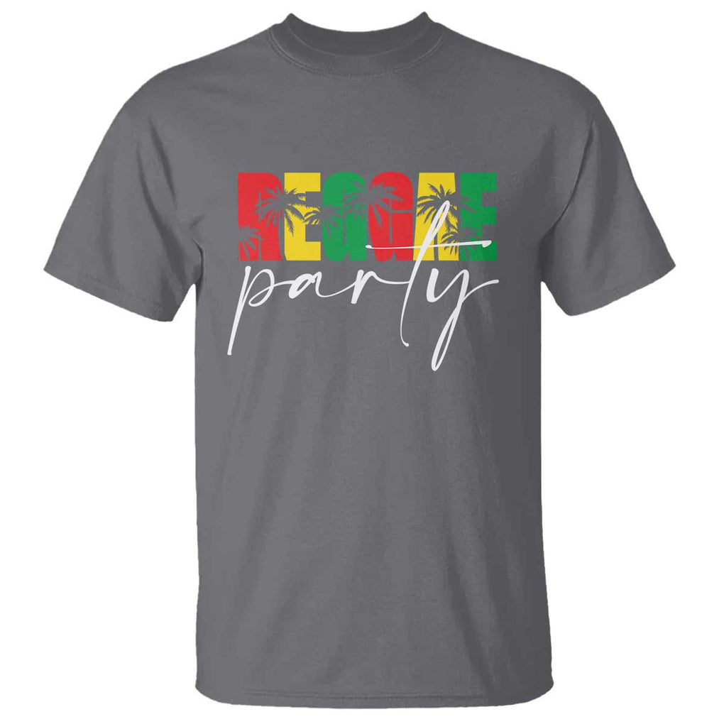 Reggae Party T Shirt Rastafari Jamaican Palm Tree Music TS11 Charcoal Print Your Wear