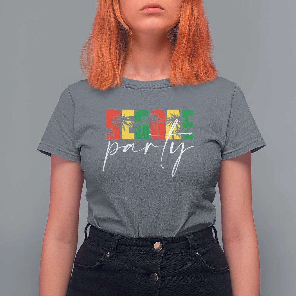 Reggae Party T Shirt For Women Rastafari Jamaican Palm Tree Music TS11 Charcoal Print Your Wear