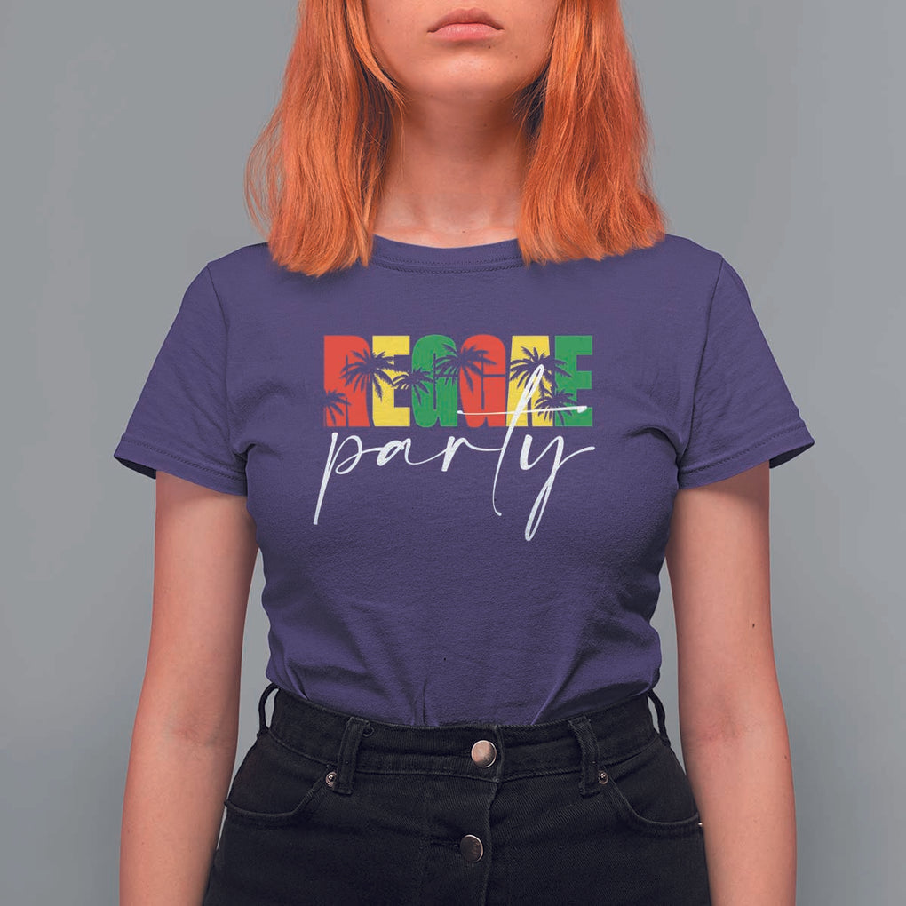 Reggae Party T Shirt For Women Rastafari Jamaican Palm Tree Music TS11 Purple Print Your Wear