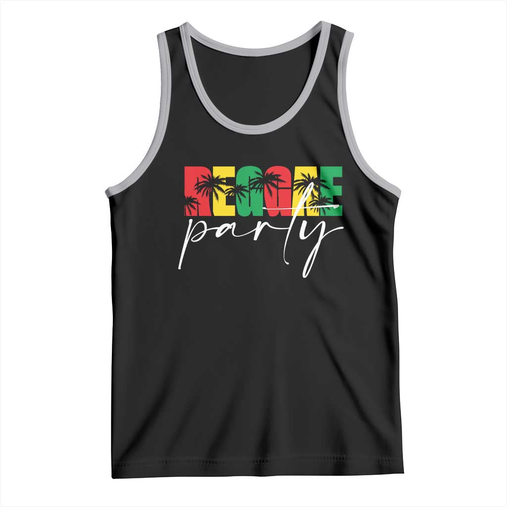 Reggae Party Tank Top Rastafari Jamaican Palm Tree Music TS11 Black Athletic Heather Print Your Wear