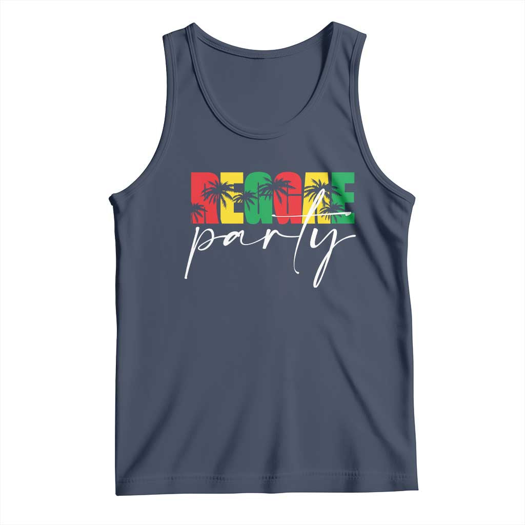 Reggae Party Tank Top Rastafari Jamaican Palm Tree Music TS11 Navy Print Your Wear