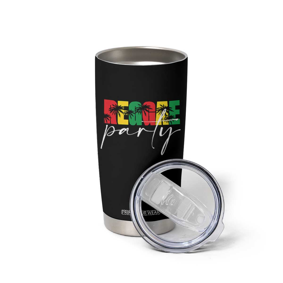 Reggae Party Tumbler Cup Rastafari Jamaican Palm Tree Music TS11 Print Your Wear