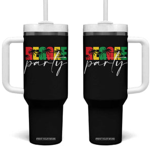 Reggae Party Tumbler With Handle Rastafari Jamaican Palm Tree Music TS11 One Size: 40 oz Black Print Your Wear