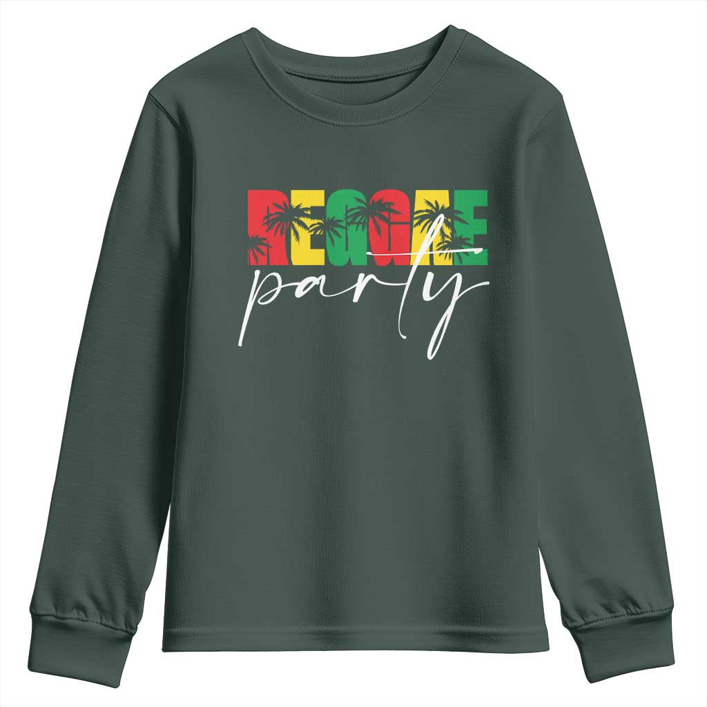 Reggae Party Youth Sweatshirt Rastafari Jamaican Palm Tree Music TS11 Dark Forest Green Print Your Wear