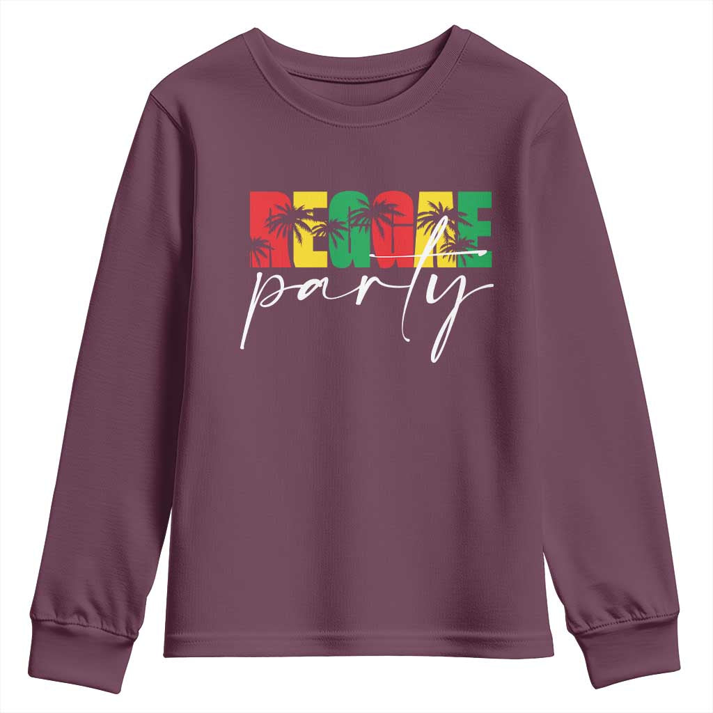 Reggae Party Youth Sweatshirt Rastafari Jamaican Palm Tree Music TS11 Maroon Print Your Wear