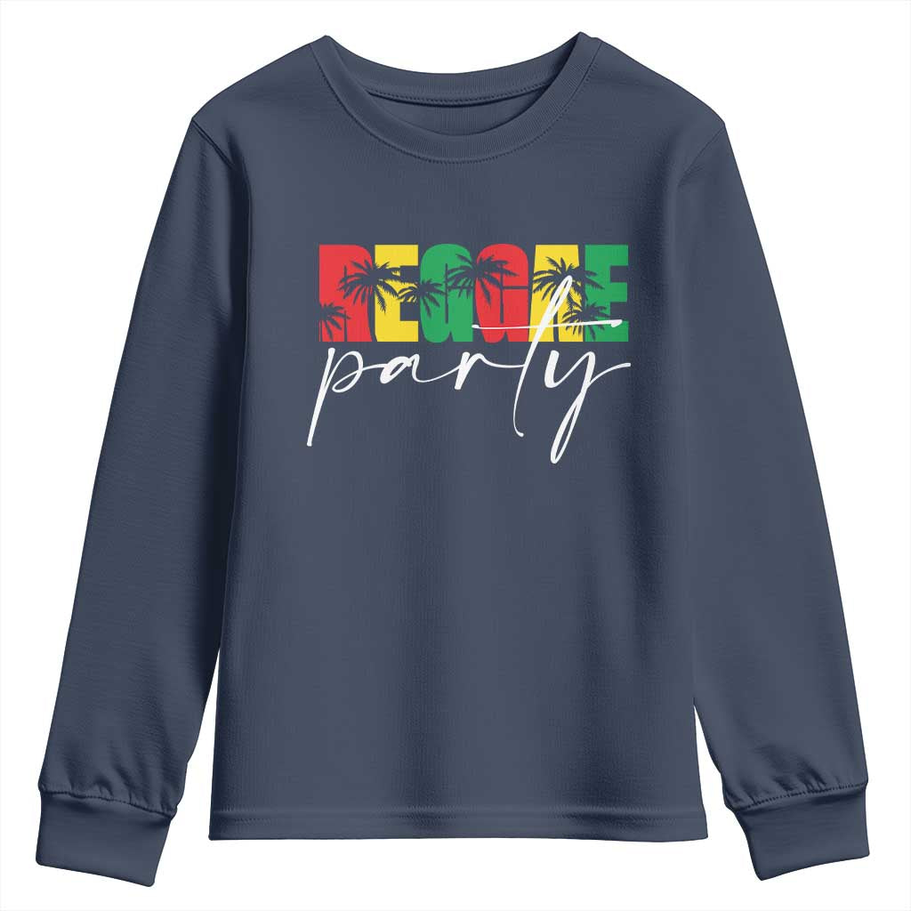 Reggae Party Youth Sweatshirt Rastafari Jamaican Palm Tree Music TS11 Navy Print Your Wear