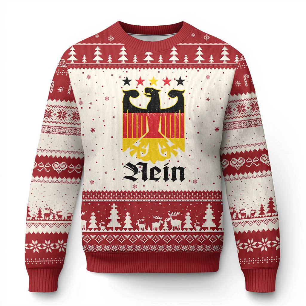 Funny German Eagle Ugly Christmas Sweater Vintage Nein No Germany Souvenir Oktoberfest TS11 Beige Red Print Your Wear