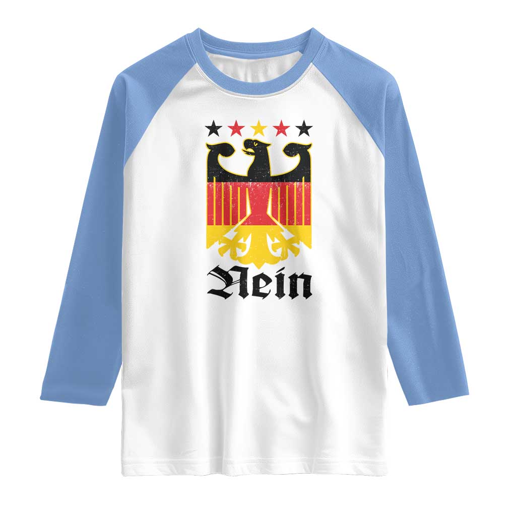 Funny German Eagle Raglan Shirt Vintage Nein No Germany Souvenir Oktoberfest TS11 White Carolina Blue Print Your Wear
