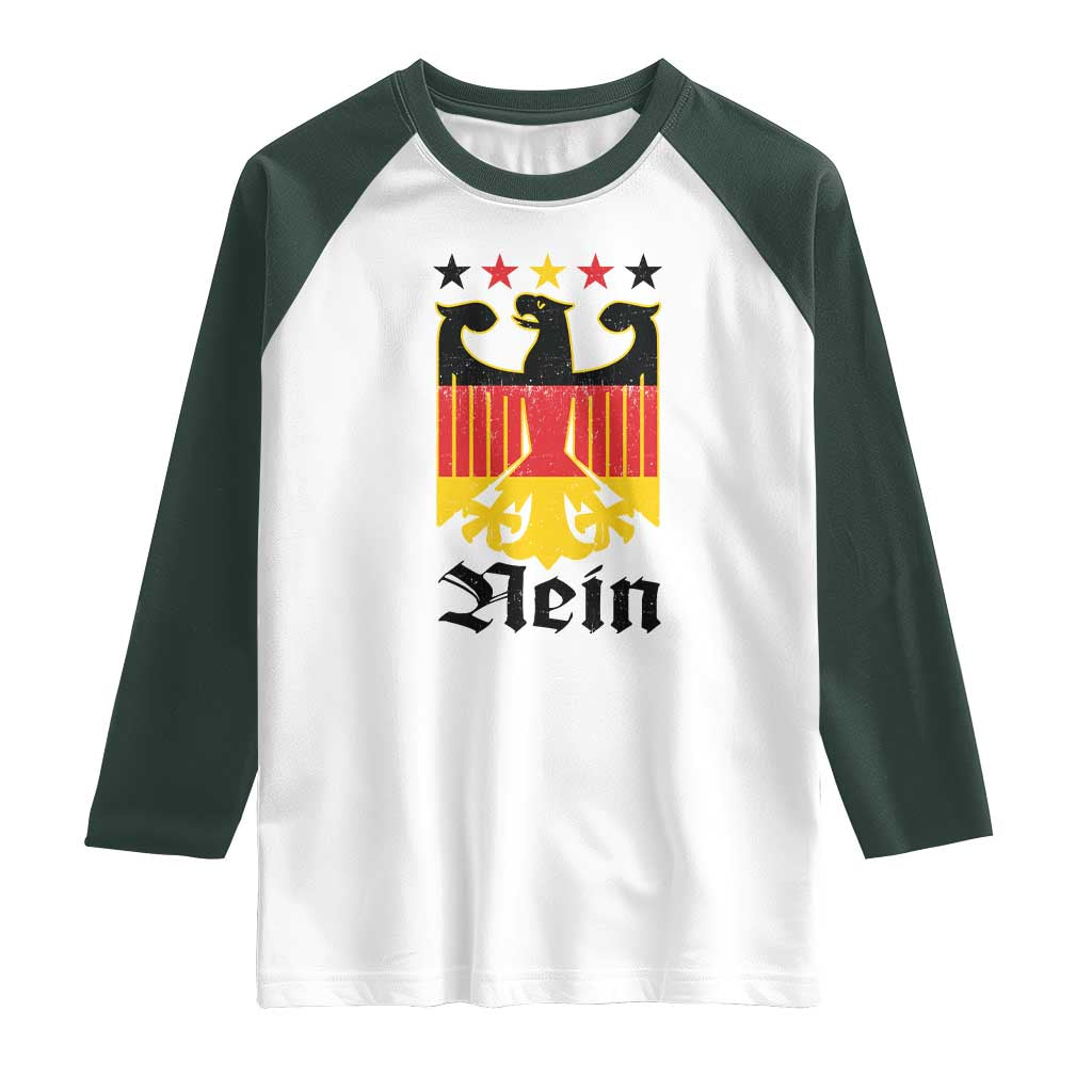 Funny German Eagle Raglan Shirt Vintage Nein No Germany Souvenir Oktoberfest TS11 White Dark Forest Green Print Your Wear