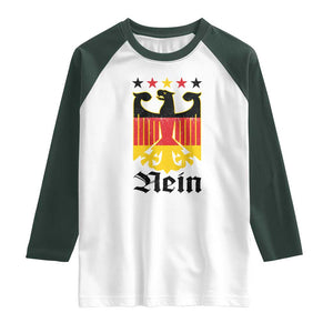 Funny German Eagle Raglan Shirt Vintage Nein No Germany Souvenir Oktoberfest TS11 White Dark Forest Green Print Your Wear
