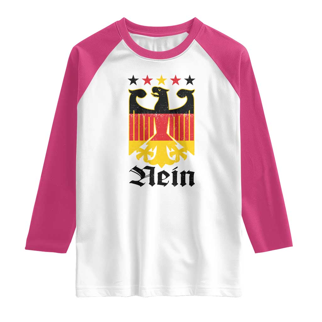 Funny German Eagle Raglan Shirt Vintage Nein No Germany Souvenir Oktoberfest TS11 White Heliconia Print Your Wear