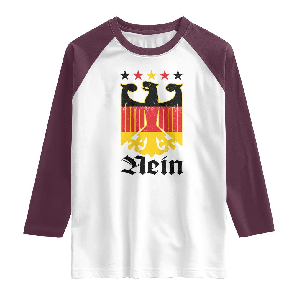 Funny German Eagle Raglan Shirt Vintage Nein No Germany Souvenir Oktoberfest TS11 White Maroon Print Your Wear