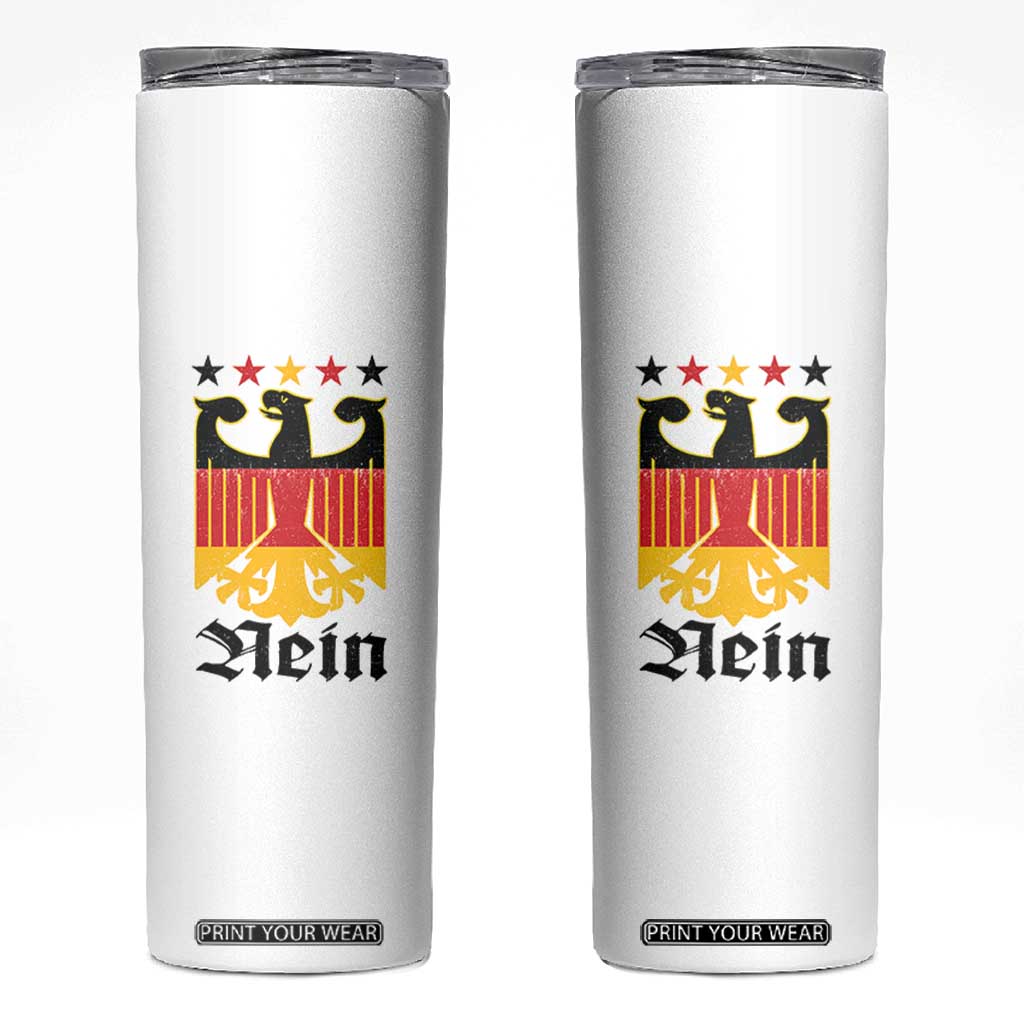 Funny German Eagle Skinny Tumbler Vintage Nein No Germany Souvenir Oktoberfest TS11 White Print Your Wear