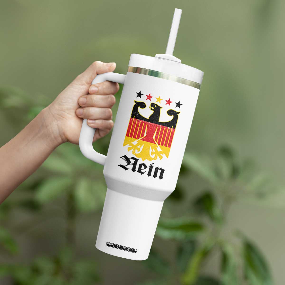 Funny German Eagle Tumbler With Handle Vintage Nein No Germany Souvenir Oktoberfest TS11 Print Your Wear