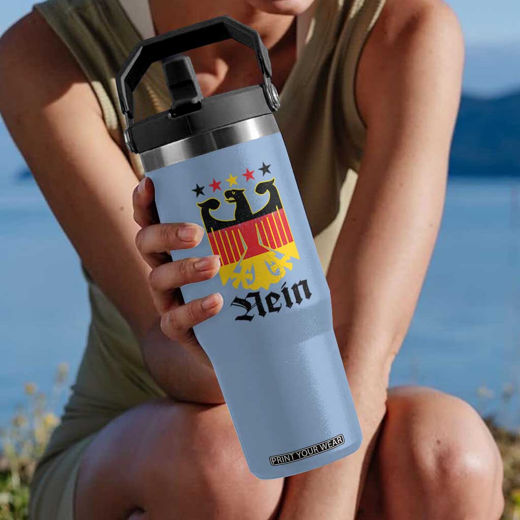 Funny German Eagle Flip Straw Tumbler Vintage Nein No Germany Souvenir Oktoberfest TS11 One Size: 30 oz Light Blue Print Your Wear