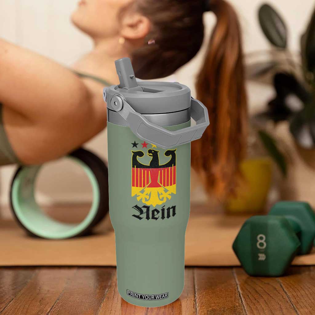 Funny German Eagle Flip Straw Tumbler Vintage Nein No Germany Souvenir Oktoberfest TS11 One Size: 30 oz Moss Green Print Your Wear