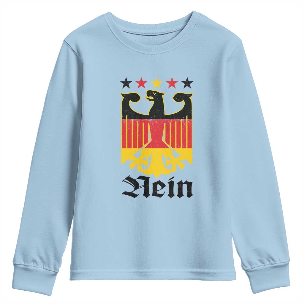 Funny German Eagle Youth Sweatshirt Vintage Nein No Germany Souvenir Oktoberfest TS11 Light Blue Print Your Wear