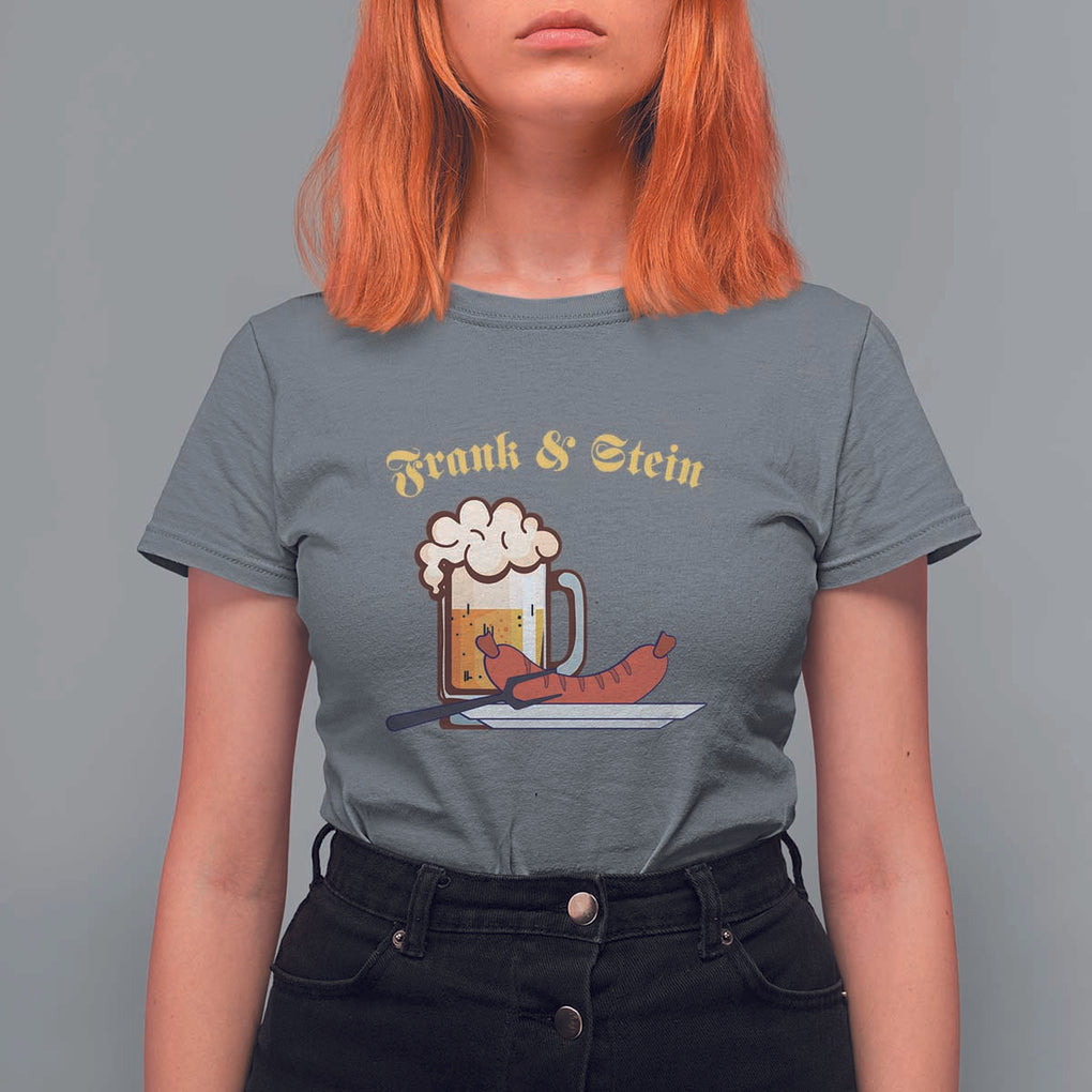Funny Frank & Stein T Shirt For Women German Beer Drinking Oktoberfest Sausage TS11 Charcoal Print Your Wear