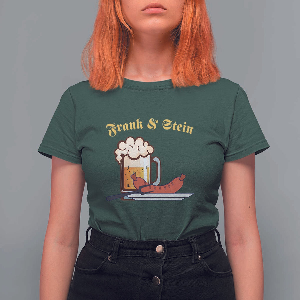 Funny Frank & Stein T Shirt For Women German Beer Drinking Oktoberfest Sausage TS11 Dark Forest Green Print Your Wear