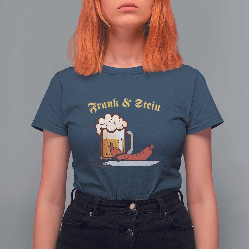 Funny Frank & Stein T Shirt For Women German Beer Drinking Oktoberfest Sausage TS11 Navy Print Your Wear