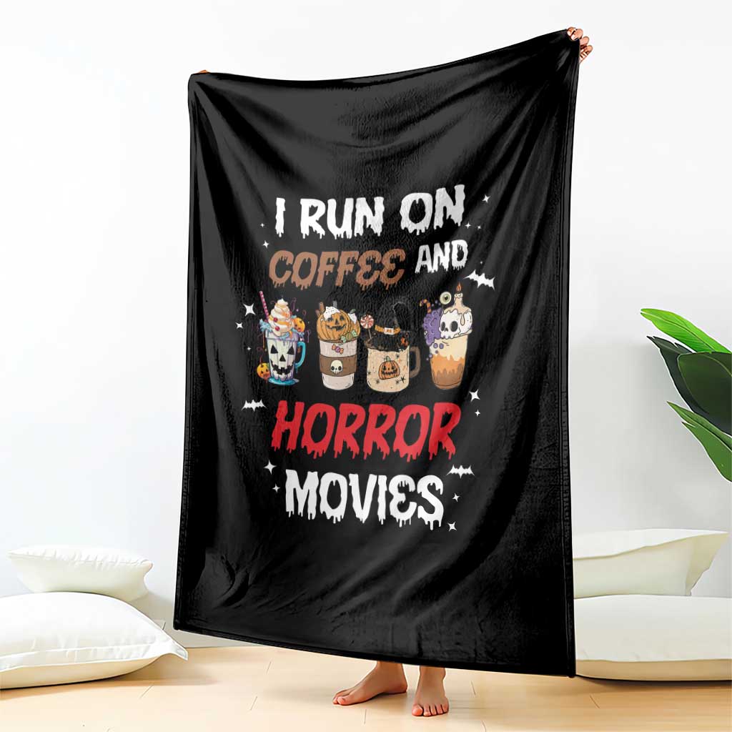 Funny Halloween Throw Blanket I Run On Coffee And Horror Movies Pumpkin Witch Hat TS11 Print Your Wear