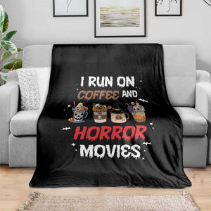 Funny Halloween Throw Blanket I Run On Coffee And Horror Movies Pumpkin Witch Hat TS11 Print Your Wear