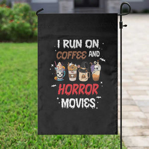 Funny Halloween Garden Flag I Run On Coffee And Horror Movies Pumpkin Witch Hat TS11 Print Your Wear