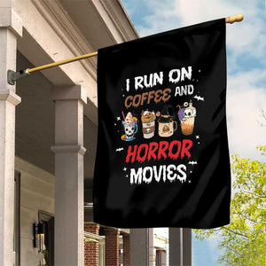 Funny Halloween Garden Flag I Run On Coffee And Horror Movies Pumpkin Witch Hat TS11 Print Your Wear