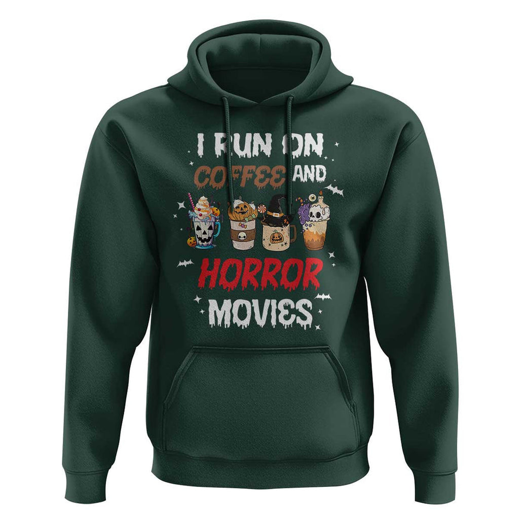 Funny Halloween Hoodie I Run On Coffee And Horror Movies Pumpkin Witch Hat TS11 Dark Forest Green Print Your Wear