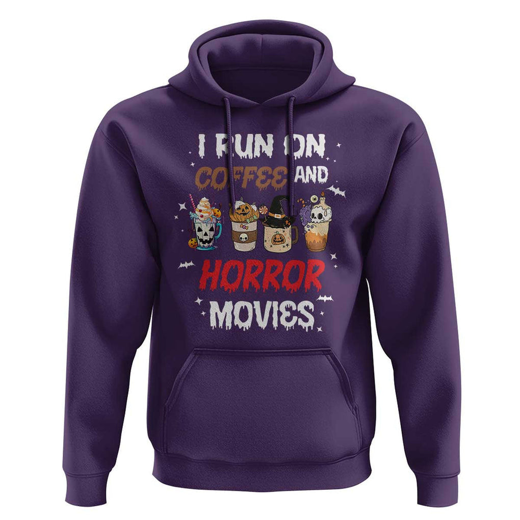 Funny Halloween Hoodie I Run On Coffee And Horror Movies Pumpkin Witch Hat TS11 Purple Print Your Wear