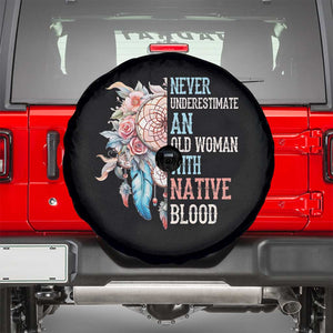 Native American Spare Tire Cover Never Underestimate An Old Woman With Native Blood Dreamcatcher TS11 Black Print Your Wear