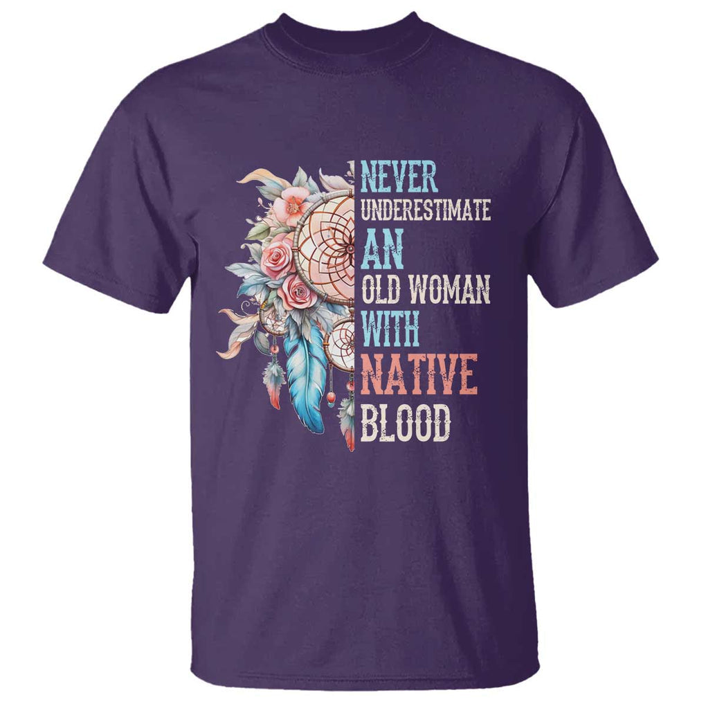 Native American T Shirt Never Underestimate An Old Woman With Native Blood Dreamcatcher TS11 Purple Print Your Wear