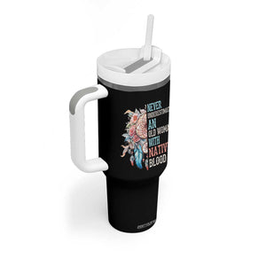 Native American Tumbler With Handle Never Underestimate An Old Woman With Native Blood Dreamcatcher TS11 Print Your Wear