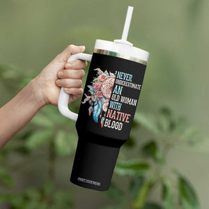 Native American Tumbler With Handle Never Underestimate An Old Woman With Native Blood Dreamcatcher TS11 Print Your Wear