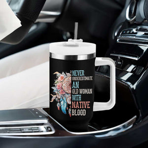 Native American Tumbler With Handle Never Underestimate An Old Woman With Native Blood Dreamcatcher TS11 Print Your Wear